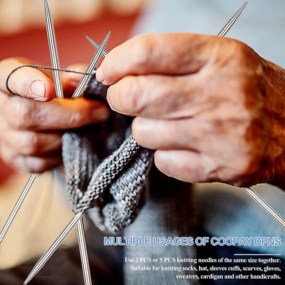 Set 35 Ferri Da Maglia In Acciaio - Doppia Punta 20cm, Misure 2.0-5.0mm, Con Accessori Per Maglieria - Foto 4