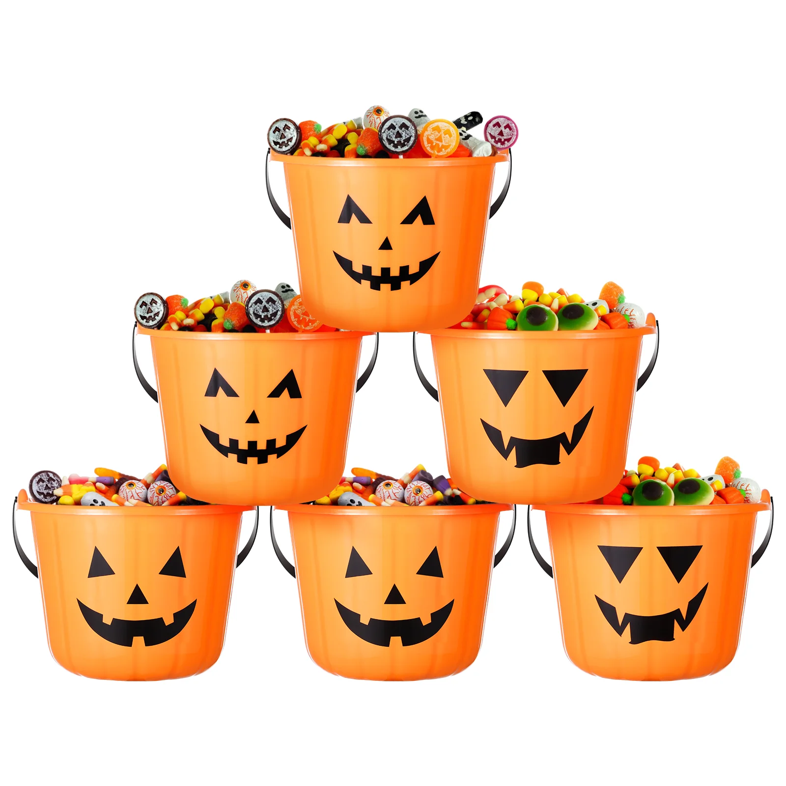 

Orange Squash Halloween Candy Bucket Pumpkin Handle Portable Party Supplies Favor Buckets Holder Pail Bowl Basket Pumpkins