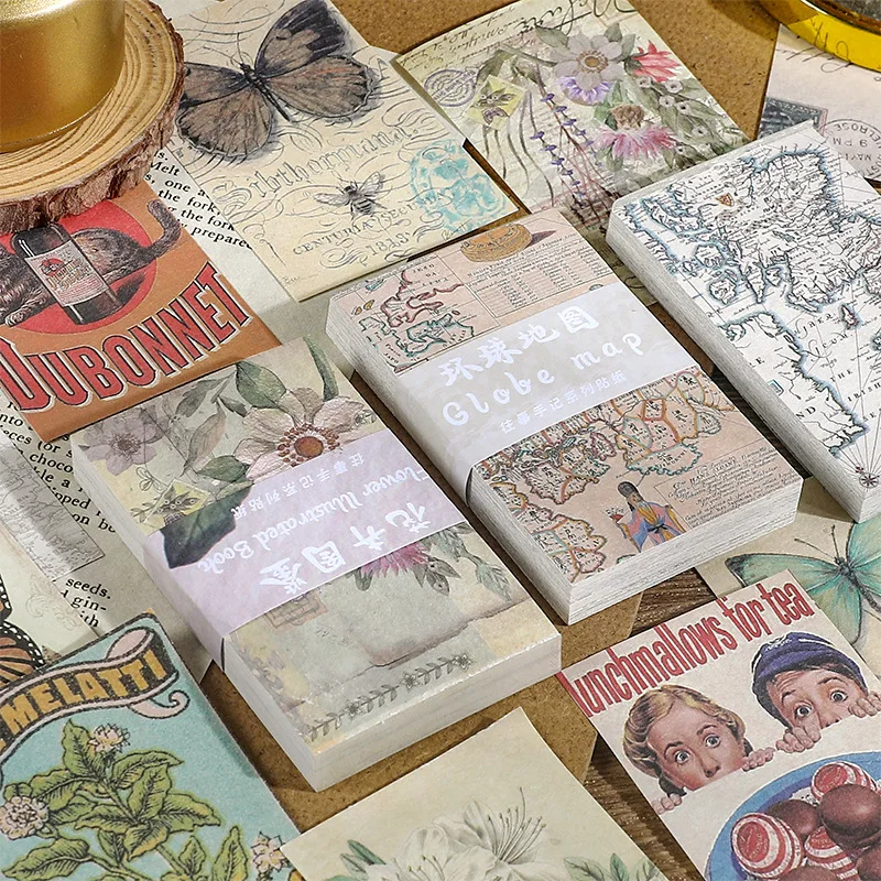 

60pcs/pack Vintage Materials Mini Book DIY Scrapbooking Decor Diary Creative Stationery Collage Photo Album Craft Paper