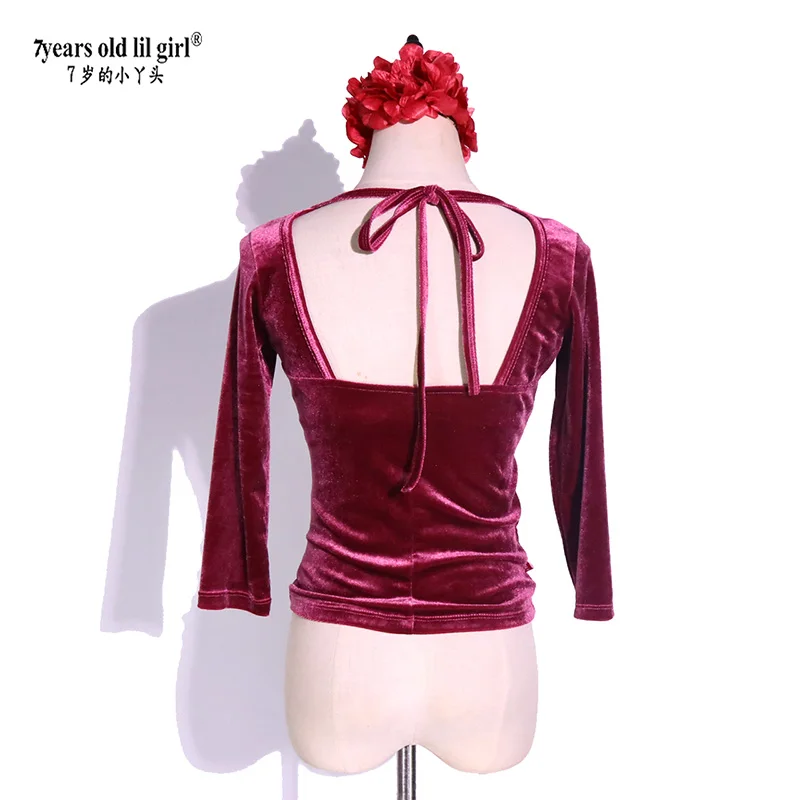 

Вельветовый костюм для танца живота Fat Chance, племенной костюм Холи, Топ с длинным рукавом GV02