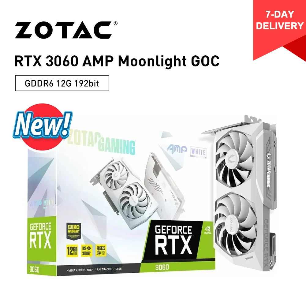 

ZOTAC 100% New Graphic Card GDDR6 RTX 3060 RTX3060 12GB 256 Bit 8NM GPU Video Cards placa de vídeo Accessories Fast Shipping
