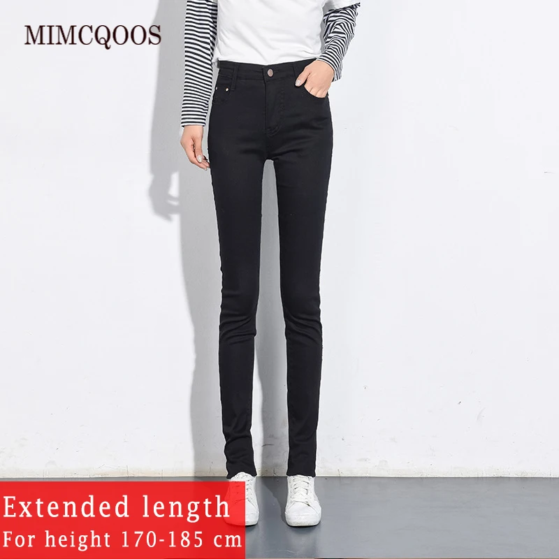 

Women Stretch Jeans Cotton Winter Warm Fleece Pants High Waist Skinny Fashion Pencil Denim Casual Leggings For Height 170-185 CM