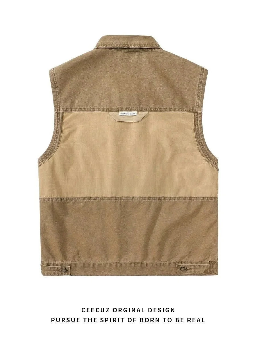 Spring Summer American Retro Workwear Vest Men's Trendy Outdoor Tactical Loose Casual Jaet Coat Youth ular Spring 2025