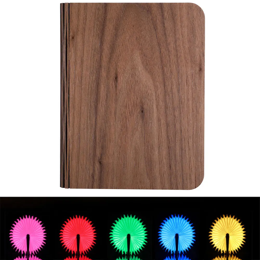 Decoração para Casa Luz da Noite de Madeira Criativo Livro Cores Magnético Dobrável Mesa Lâmpada Portátil Luz Lampara 3d Led 5 34 Computers & Electronics