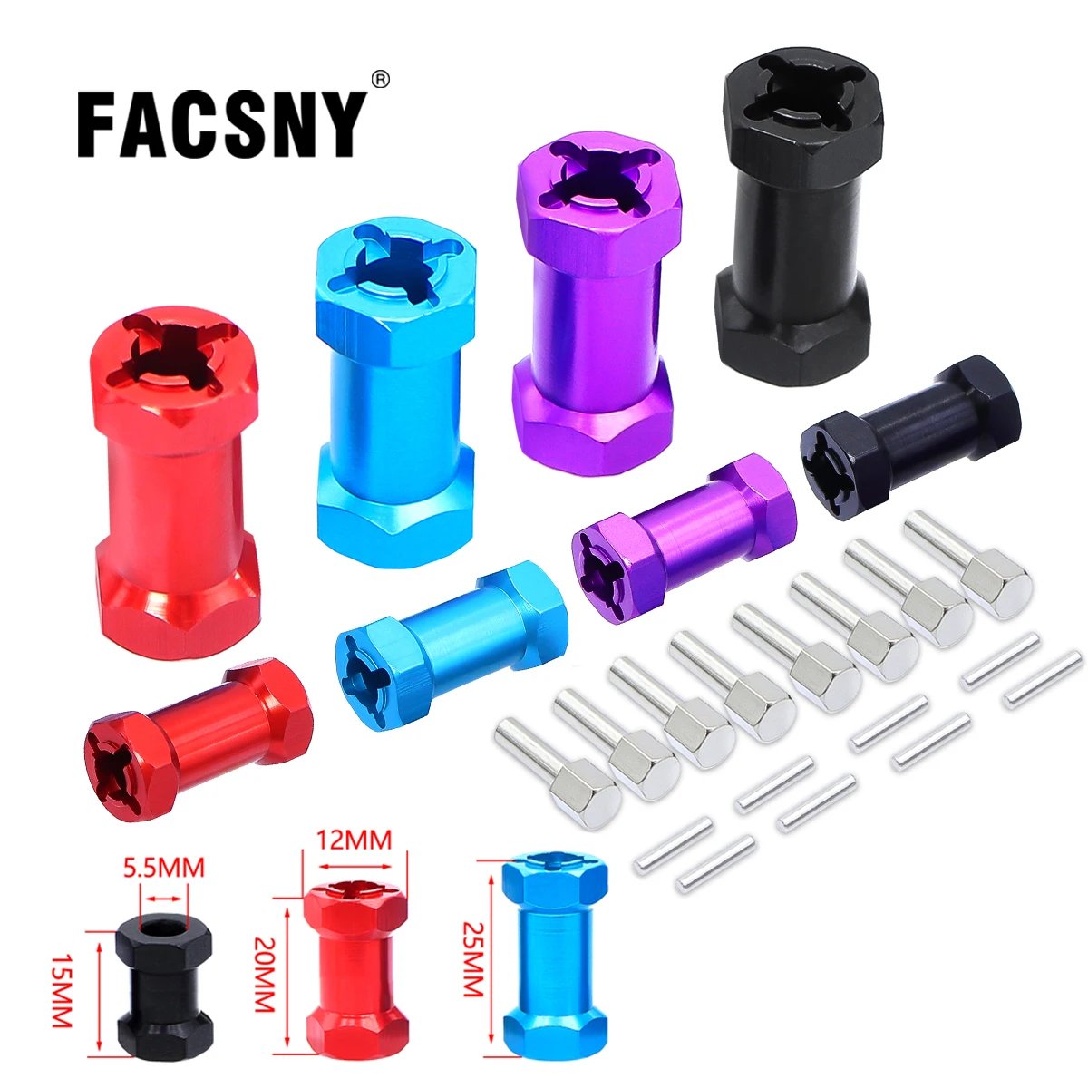 4 шт., адаптер привода SCX10 для шестигранного колеса 12 мм, 15/20/25 мм