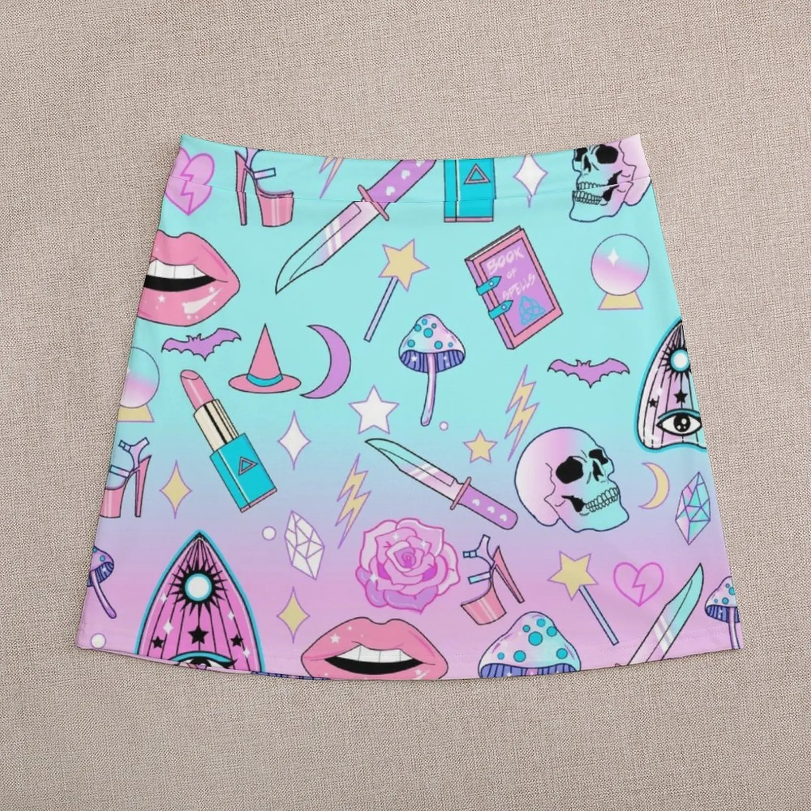 Girly Pastel Witch Goth Pattern Mini Skirt Miniskirt woman Clothing