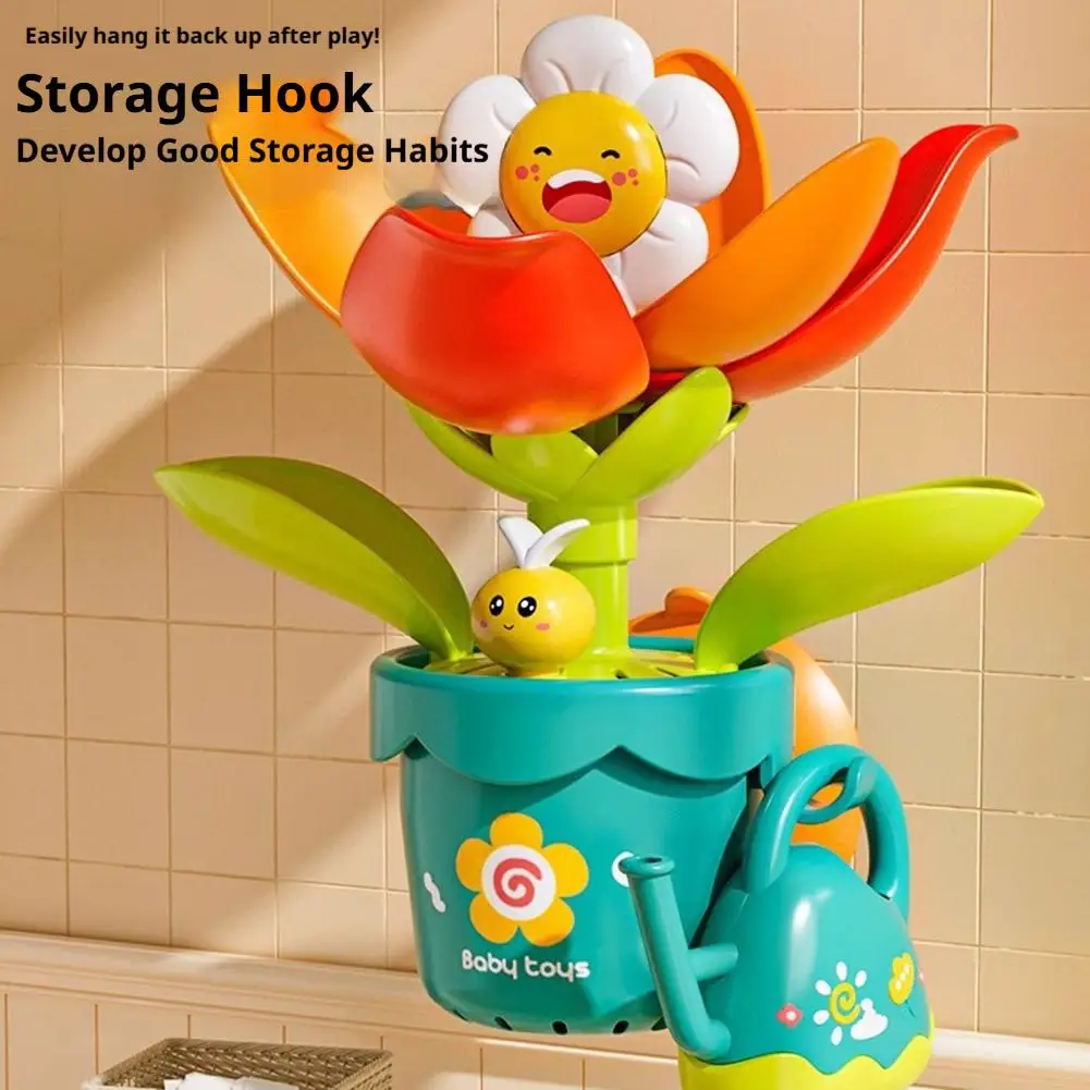 Giocattoli da Bagno a Forma di Fiore per Bambini, Giochi d'Acqua per il Bagnetto, Divertente Girasole da Bagno con Bollitore, Giocattolo per il Bagnetto dei Bambini - immagine 5