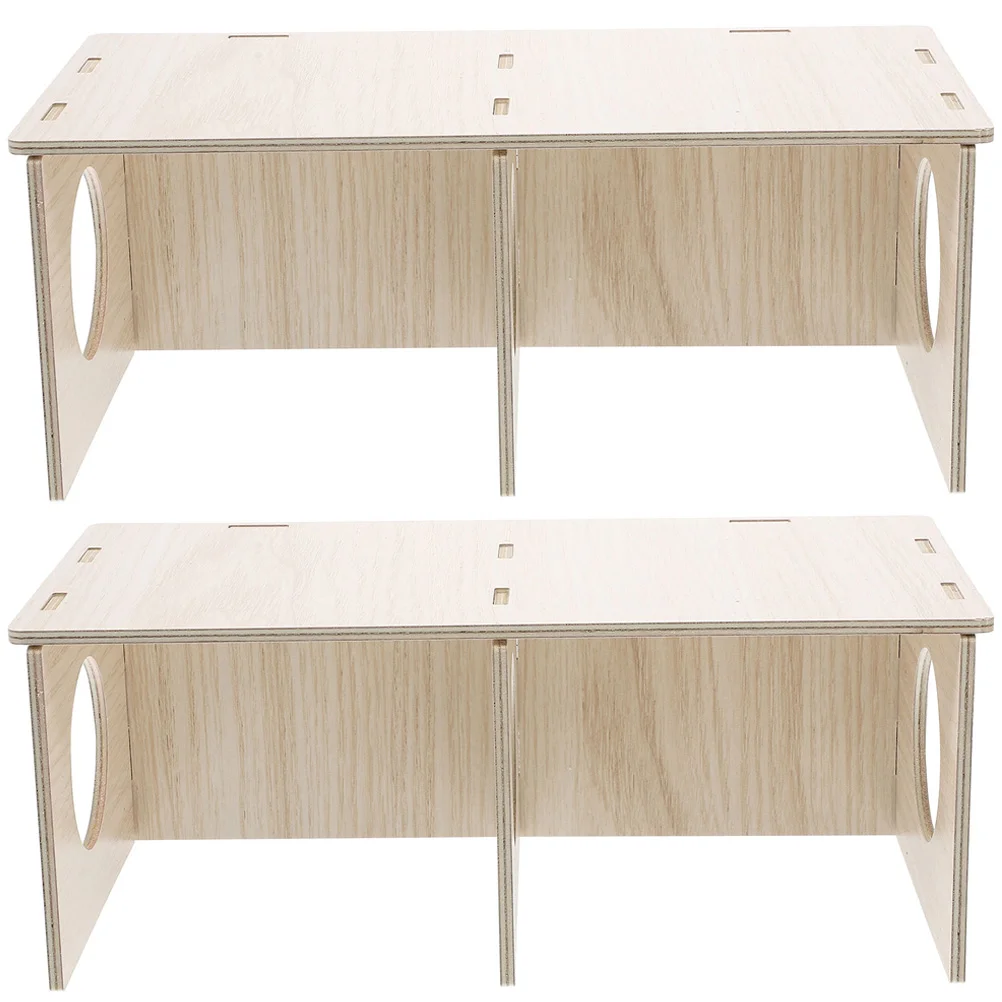 

2 Pcs Hamster Supply Delicate Rat House Bite-resistant Hideout Hedgehog Cage Wood Decorative