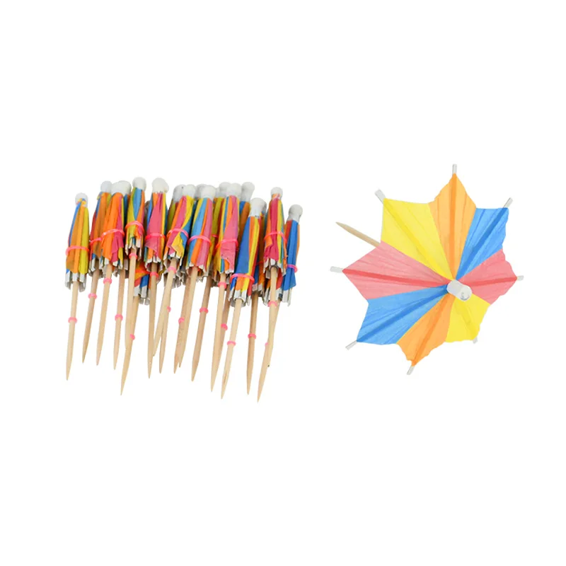 150 Stück Cocktail-Schirmchen - Bunte Getränke-Regenschirme Für Party-Deko, Ca. 10x8,5 Cm, Mit Holzstiel