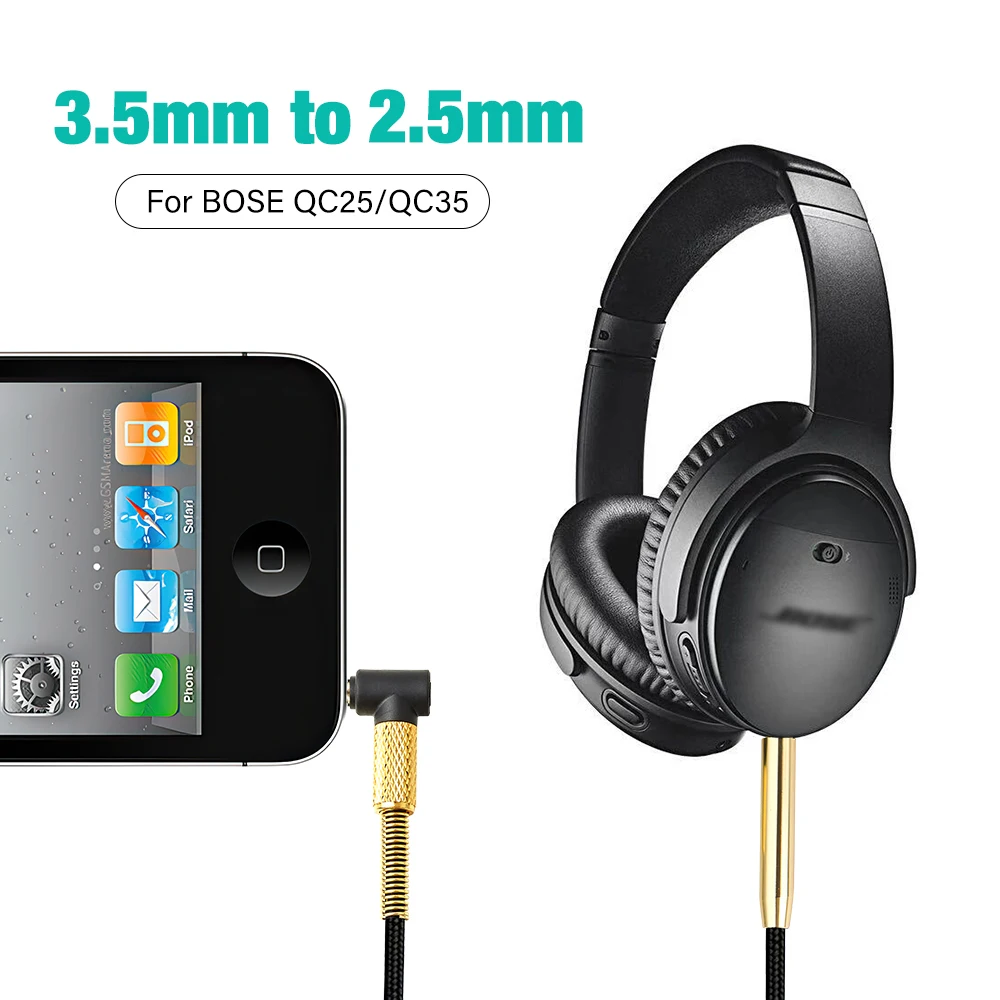 Gold Plated 3.5mm to 2.5mm Audio Jack Aux Cable Adapter