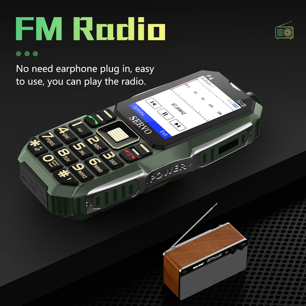 SERVO 3 SIM Card 3 Standby Mobile Phone Power Bank High Tone Speaker Magic Voice Auto Record Call Flashlight FM Radio Cellphone