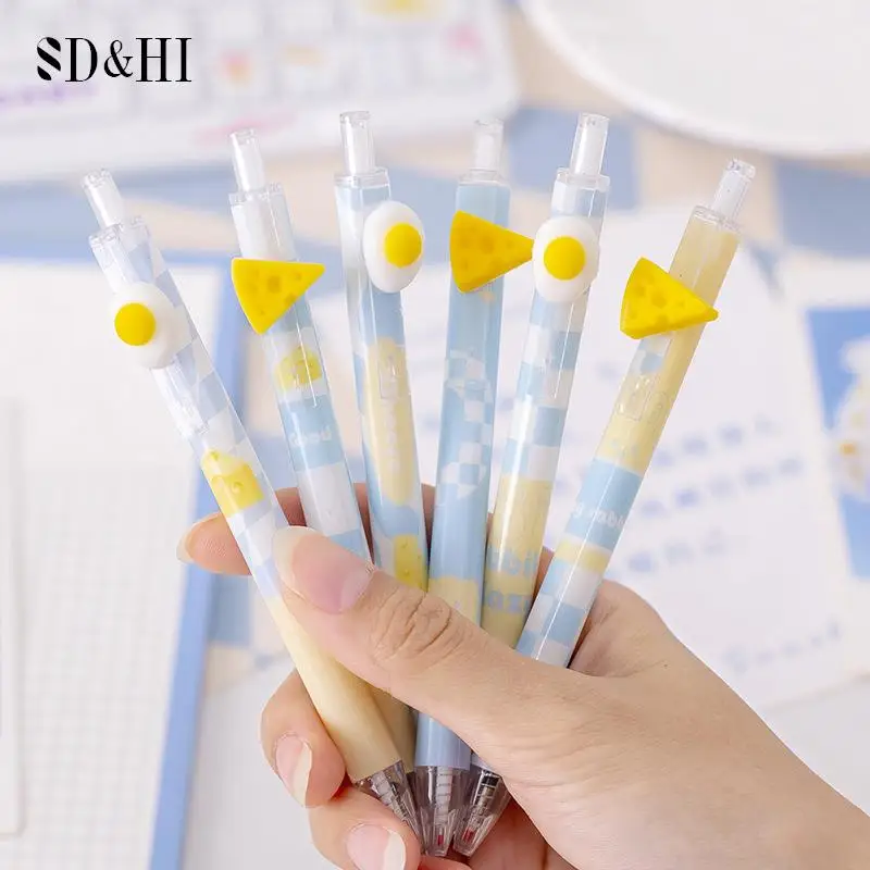 

1 шт. симпатичная гелевая ручка с изображением сыра и яиц, необычные школьные ранцы, канцелярские принадлежности, ручки для письма, гелевые ручки, подарки, аксессуары