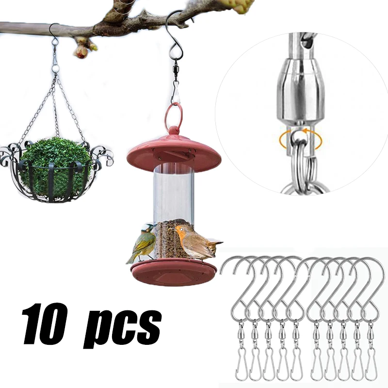 

1/3/5/10Pcs Swivel Hooks Clips Stainless Steel Hooks Smooth Spinning for Hanging Wind Spinners Wind Chimes Party Tools S Hook