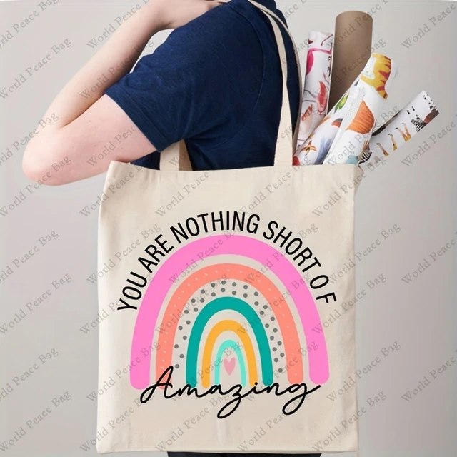 Personalized Shoulder Bags Custom Rainbow with Name Shopping Tote Travel  Handbag Reusable Storage Pouch Bookbag Gift for Teacher - AliExpress