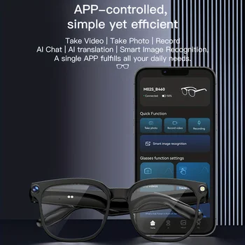 Camera video glasses, smart translation, object recognition via camera, Q&A interaction, Hi-Fi music, and high-definition calls. 6