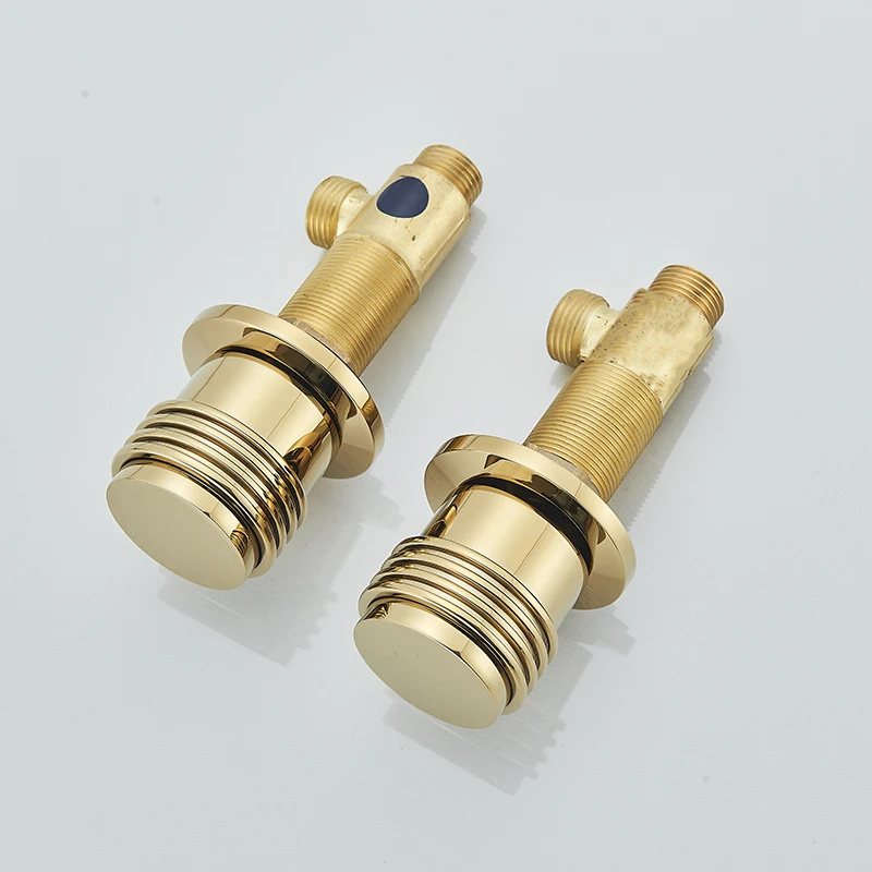 Description Picture 6 of item2pcs Solid Brass Bathroom Basin Tap Handle One Inlet One Outlet Switch Hot Cold Control Valve Mixer Handle Bathtub Faucet Switch