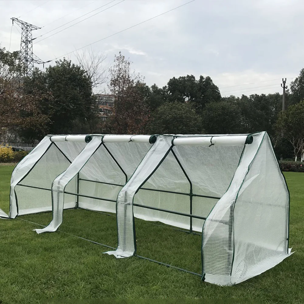 Mini Cloche Greenhouse with Zipper Doors  Portable Seedling Greenhouse with Zippered Doors Steel Wire Frame with PVC  CoverOut