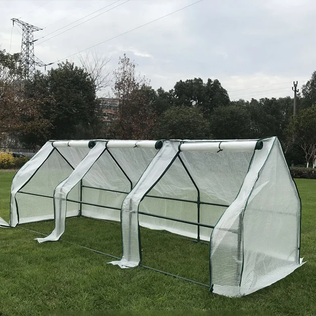 Mini Cloche Üvegház Cipzáras Ajtókkal Hordozható Palánta Cipzárral Ellátott Acél Huzalkeret Pvc Fedezetével - Image 2