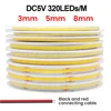 3MM 5MM 8MM COB Strip 5V 12V FOB LED Light Bar 320Leds/M 3000K 4000K 6000K High Density Flexible Ribbon Rope Tape Cabinet Light 4