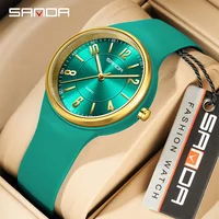 SANDA Fashion Women Quartz Watch Simple Exquisite Dial Silicone Strap 3ATM Waterproof Lightweight Luminous Display Student Watch