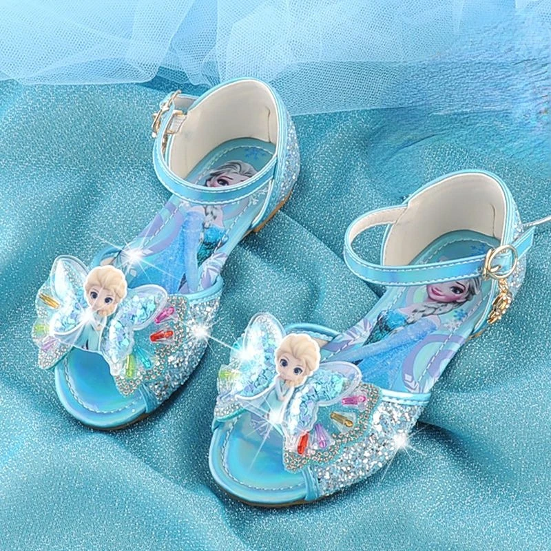 Sandalias de Disney para niñas, zapatos de princesa Elsa de Frozen 2,  zapatos de cristal para niñas pequeñas, tacones altos para fiesta,  pasarela, espectáculo - AliExpress