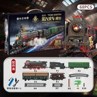 Retro Steam Train Track Suit Simulation Electric Spray Light Small Train Model Boy Gift Train Toy 1