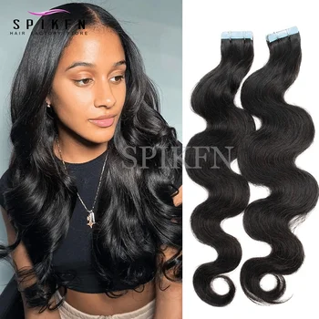 Body Wave Tape in Human Hair Extensions 12-26 inches Natural Black Color 1B Invisible Tape Extensions 20pcs For Salon Supply