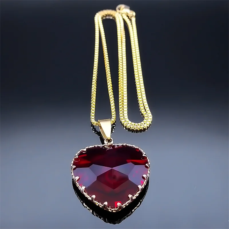 【SOFT SEOUL】 ruby heart necklace red / silver Sterling Silver Ruby Heart Necklace Created with Swarovski