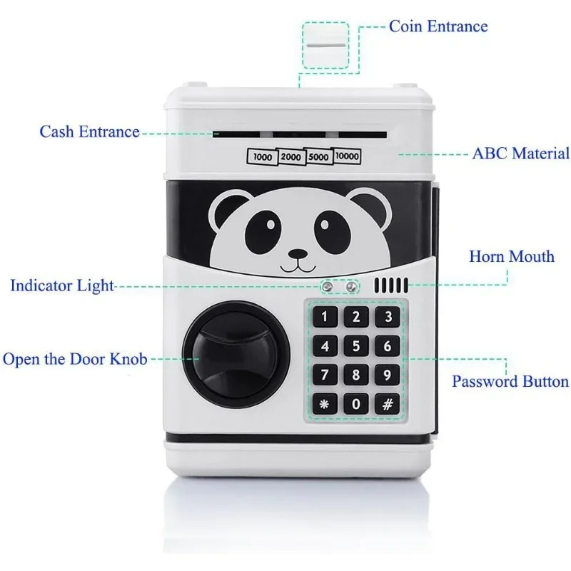 Piggy Bank for Kids, Electronic Password Piggy Bank Kids Safe Mini ATM Toy for 3-14 Year Old Boys and Girls