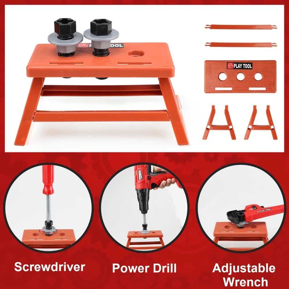 Children's Tool Set with Electric Toy Drill Kids Power Construction Toy Pretend Play Tools Kit for Toddler Boys Girls Child