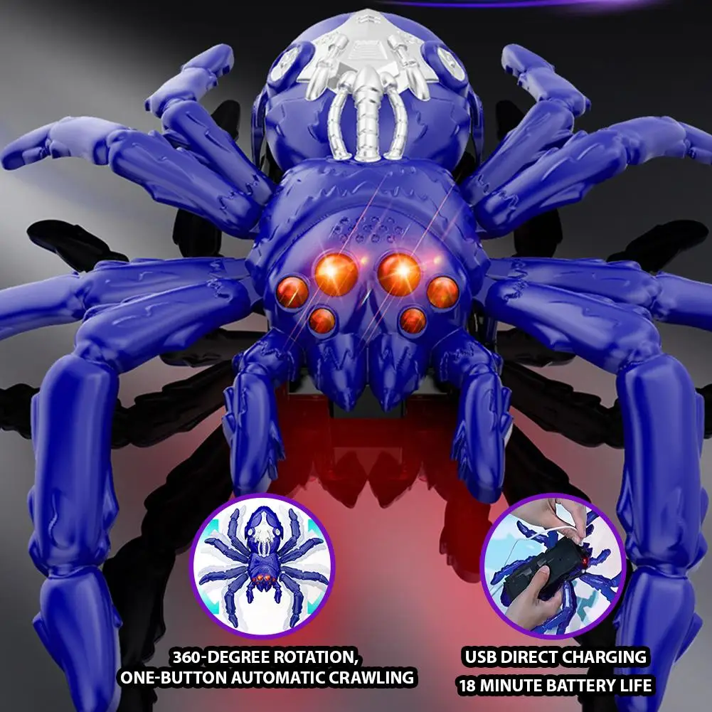 RC Wall-Climbing Spider Toy for Kids Electric Remote-Controlled Realistic Reptile Model-Creative Prank Toy Fun Gift for Kids