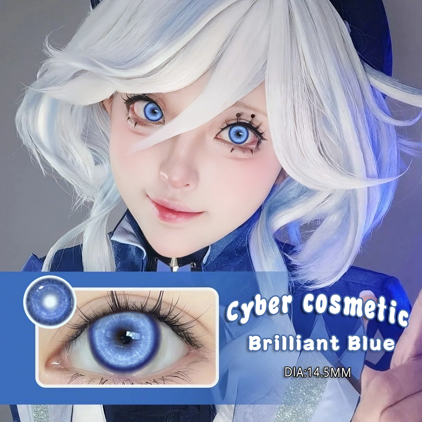 Vibrant Blue Small Pupil Cosmetic Contact Lenses - Enhance & Enlarge Eyes for Cosplay & Makeup (6-Month Wear)