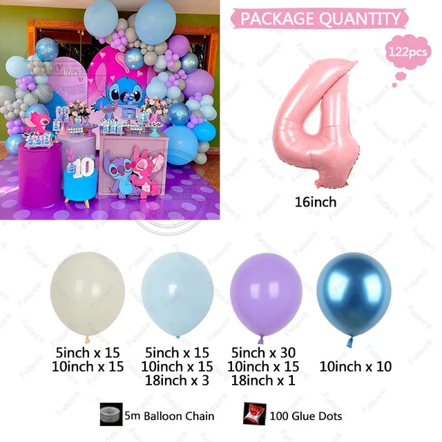 Kit de guirnalda de Globos de látex para fiesta de cumpleaños de Lilo &  Stitch para niños de 1 a 9 años, decoración de fondo para Baby Shower, 1  Juego - AliExpress