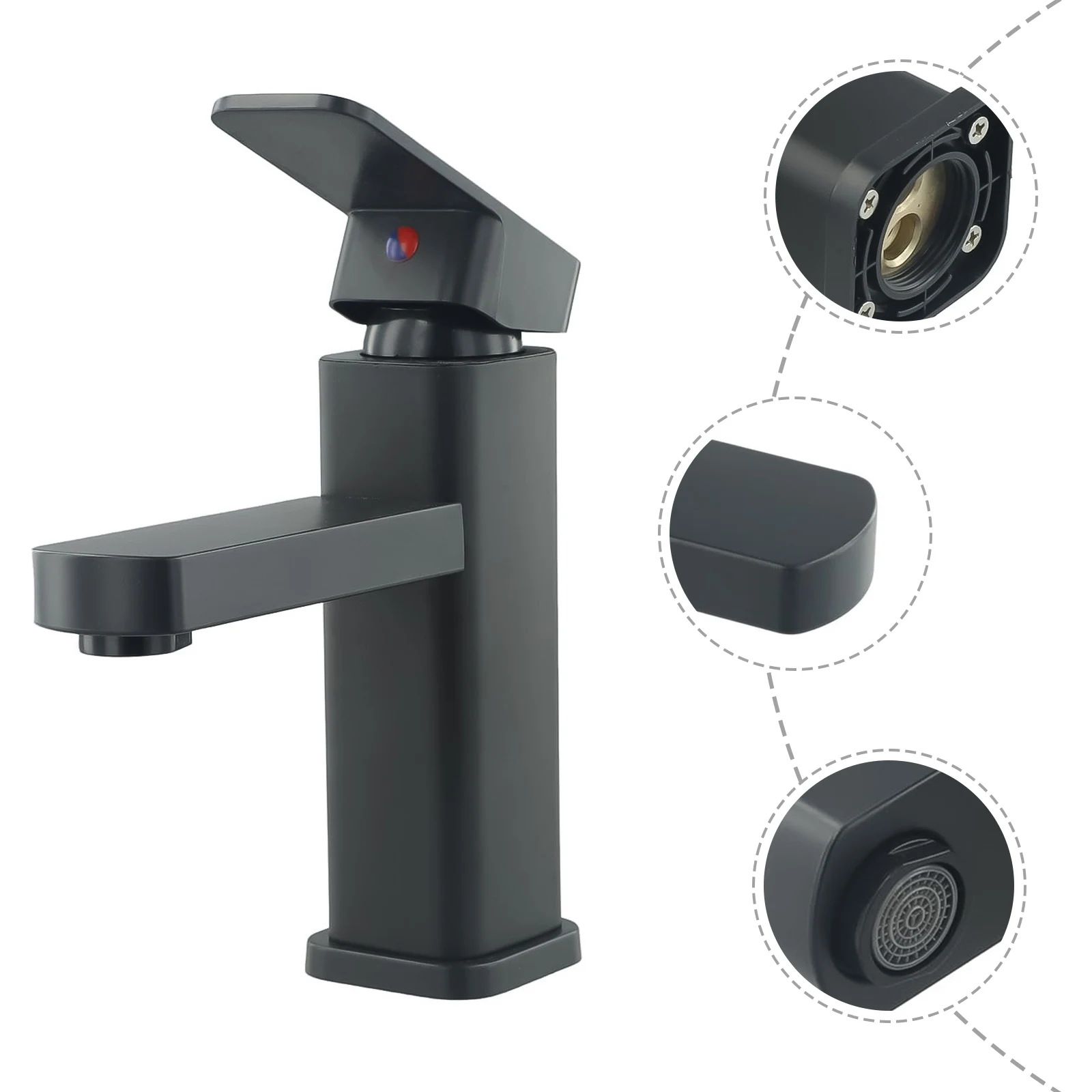 

Sink Tap Bathroom Tap 1 Pcs Anti-fingerprint Basin Mixer Tap Paint Black Parts Rust Single Lever Sink Counter Waterfall