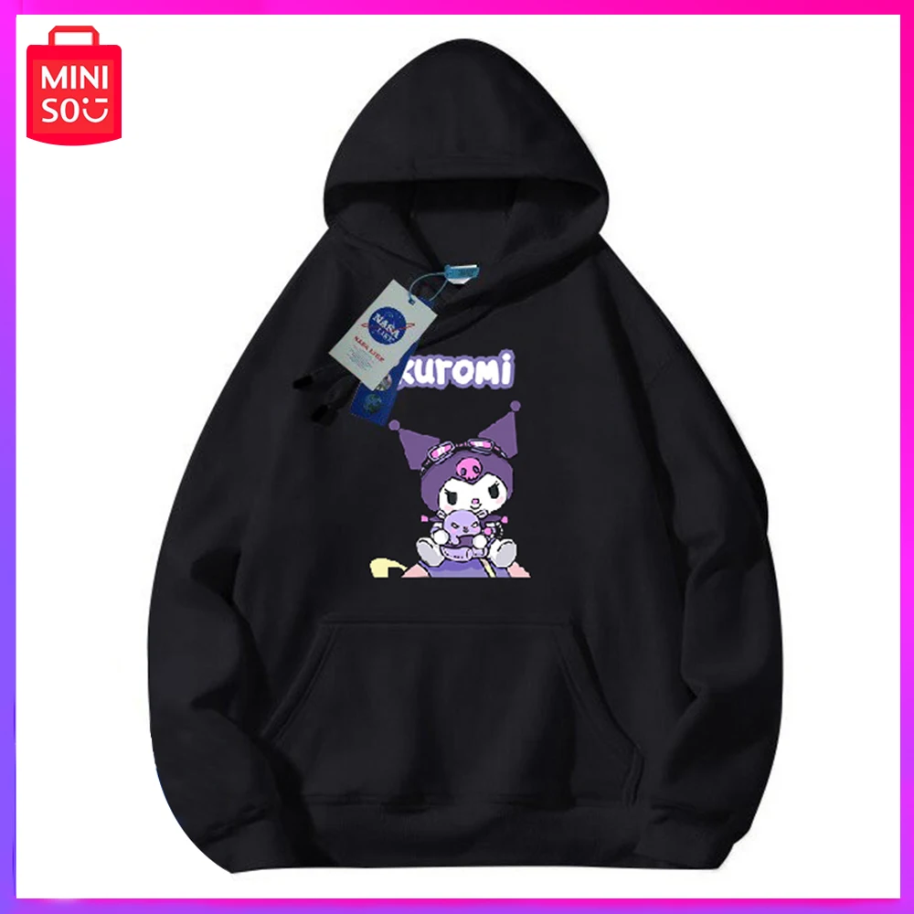 

2023 Miniso Sanrio Kuromi New Autumn Nice Casual Looking Hooded Long Sleeve Top Couple Pink Birthday Christmas Girl Boy Gifts