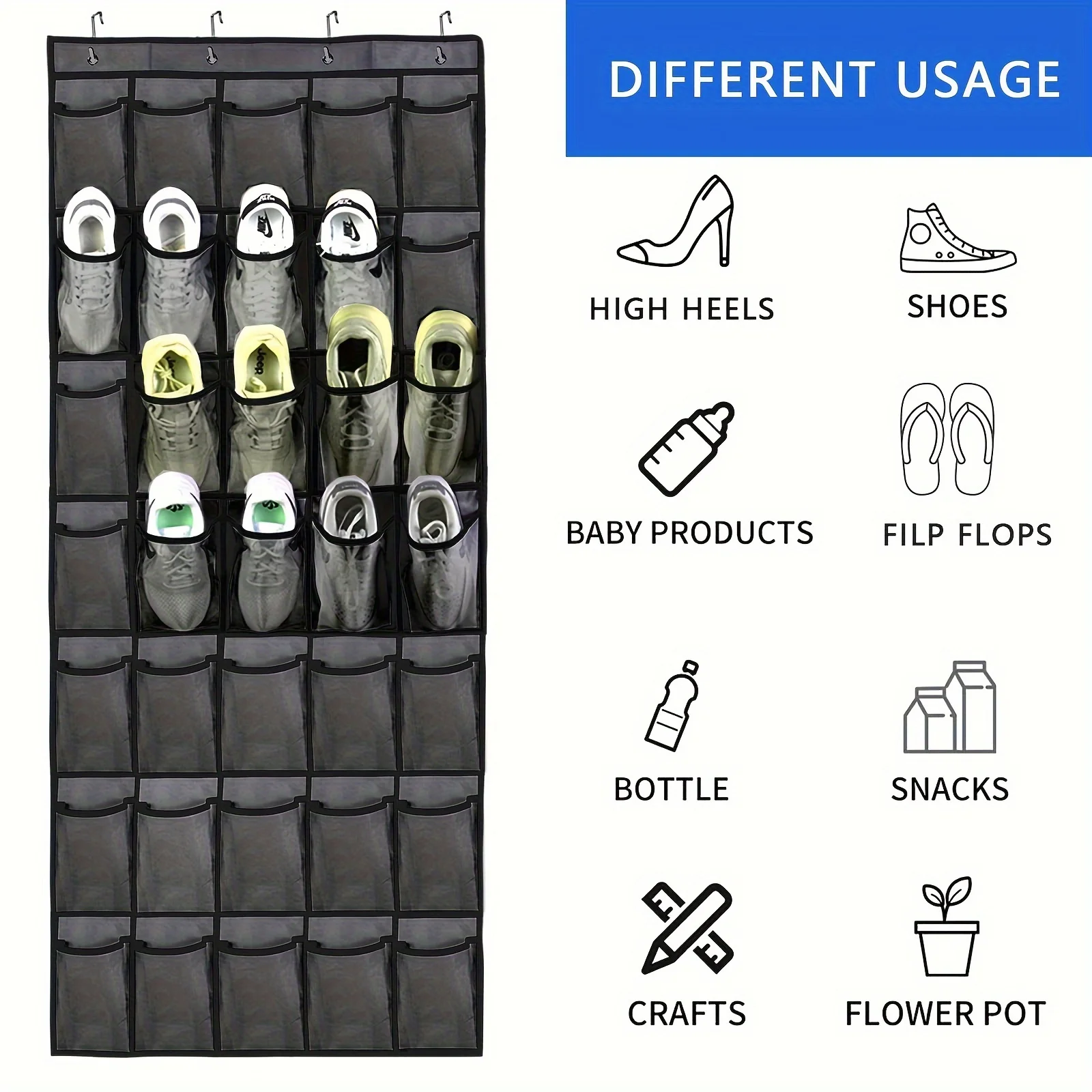 35-Pocket Extra-Large Over-the-Door Storage Organizer with 4 Sturdy Metal Hooks, Durable Fabric Hanging Bag for Crafts 4