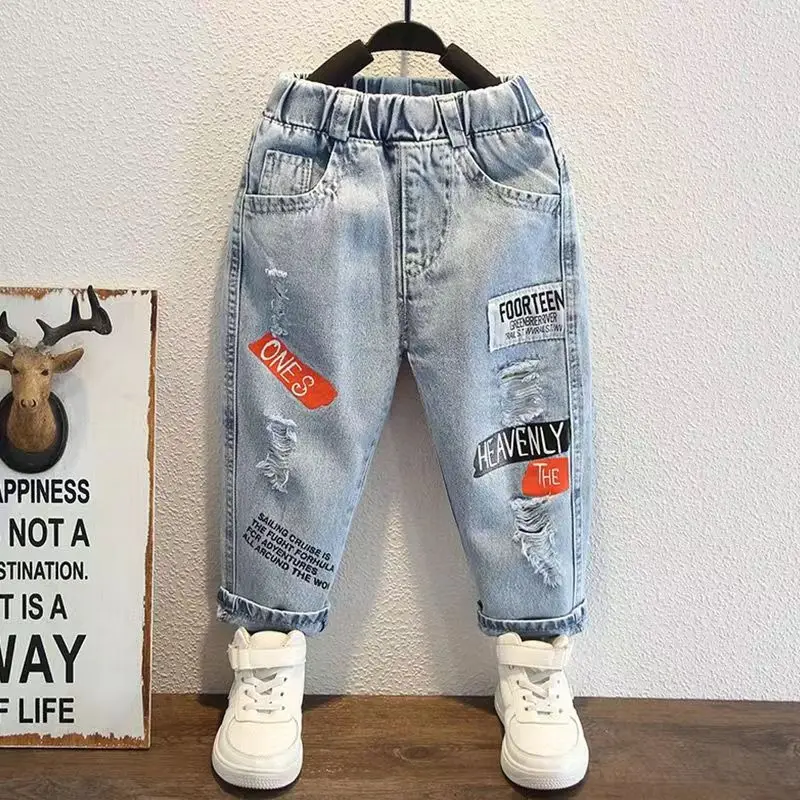 Kids Boys Pants Spring and Autumn Clothing New Childrens Outerwear Loose and Handsome Long Pants For Boys Spring Jeans