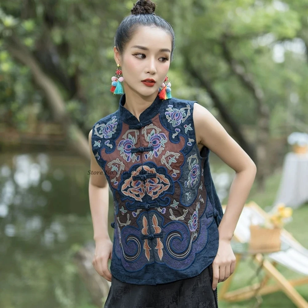 トップス vintage china vest Vintage Chinese Style Vest, Sleeveless Top Size M - Etsy