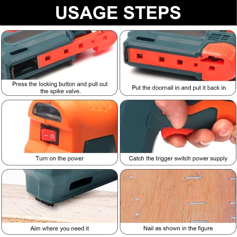 Electric Staple Guns Cordless Upholstery Stapler Guns for Wood Rechargeable Nailer Staple Nails Staple Remover 3