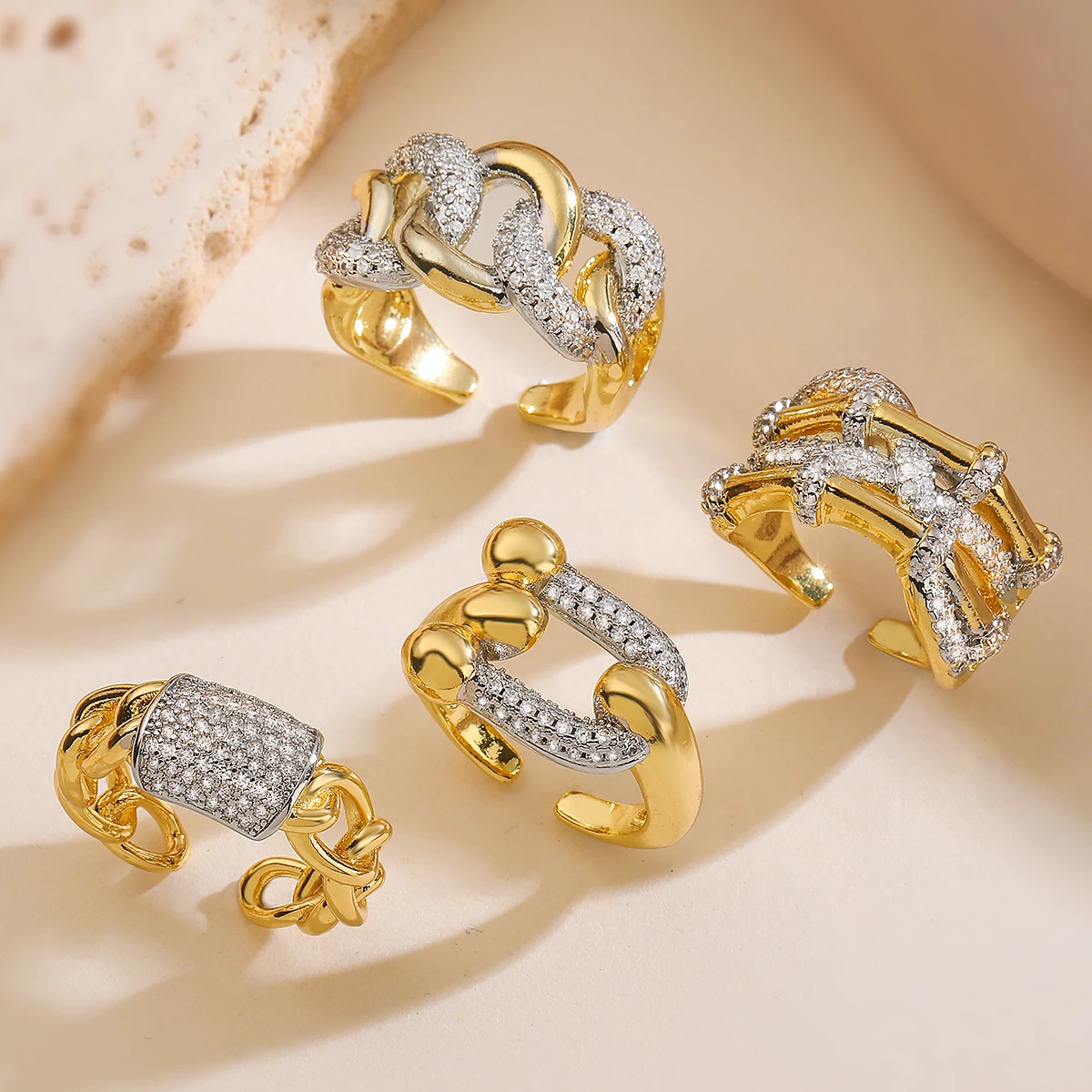 NEWBUY Brand Luxury AAA Cubic Zirconia Pave Setting Copper Jewelry Gold/Silver Mix Color Wedding Rings For Women Gift wedding rings womens ring jewelry rings ring jewelry