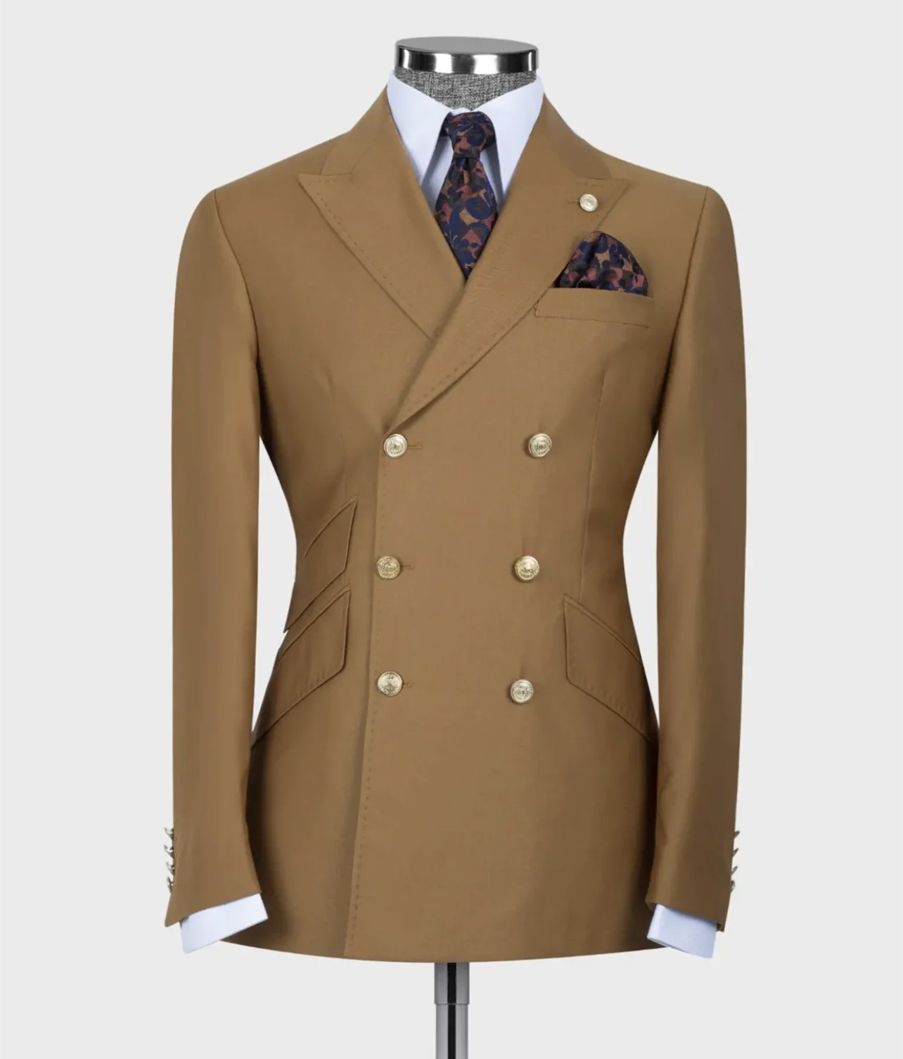 Sky Blue Men Suit Classic 6 Button Slim Fit 2 Piece Celana