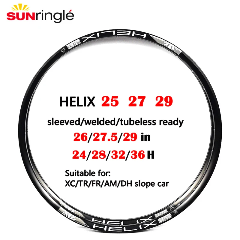 

Велосипедный обод Sunringle HELIX, алюминиевый сплав, горный/дорожный велосипед TR25 TR27 TR29, вакуумный обод колеса 28H 32H, обод колеса 29/27.5/26 дюймов