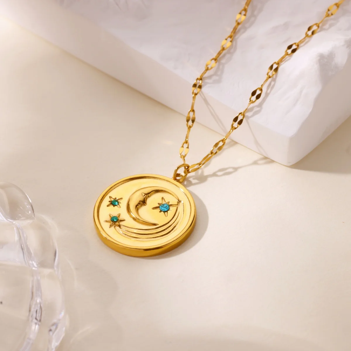 Star&Moon Coin Pendant Necklace For Women