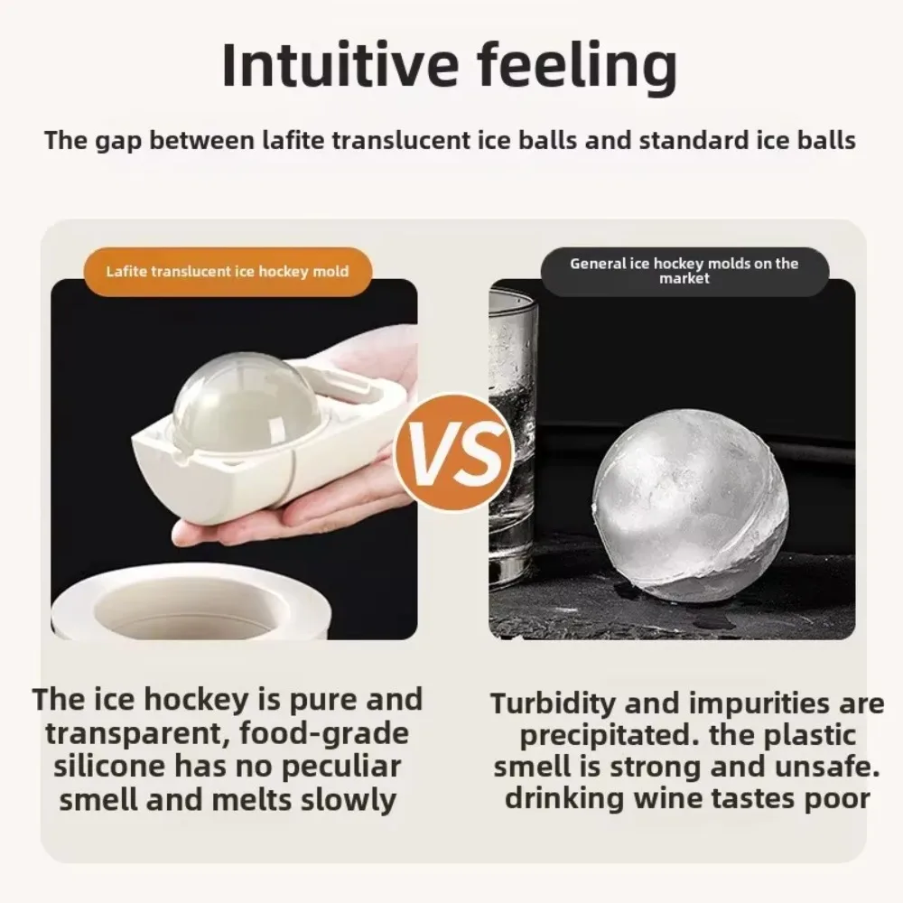 Easy Demoulding Large Size Clear Whiskey Ice Ball Mold Food Grade 64mm Ice Ball Maker Silicone Ball Ice Tray Summer