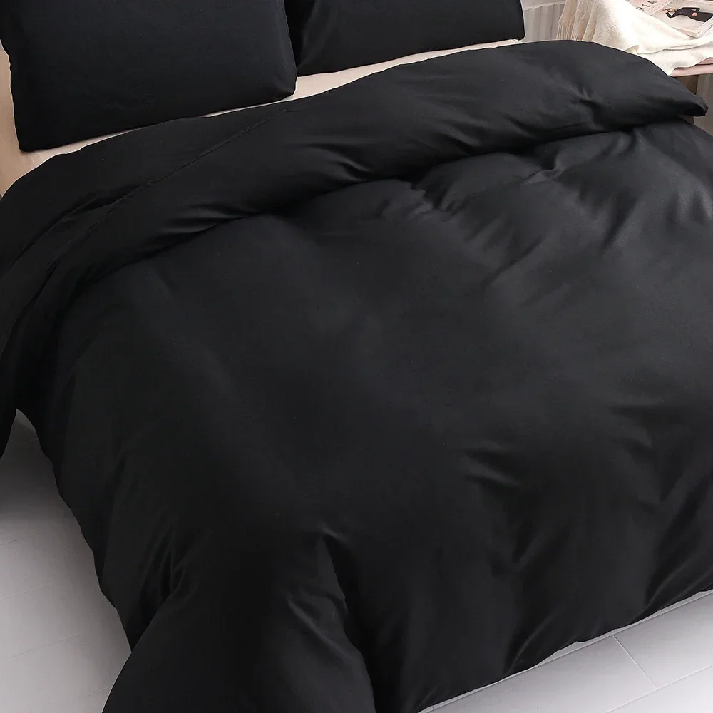 

Pure Bedding sets Black Duvet covers Solid Bed Linen Euro Beddings Gray Quilt Cover Pillow Shams 200x200 140x200