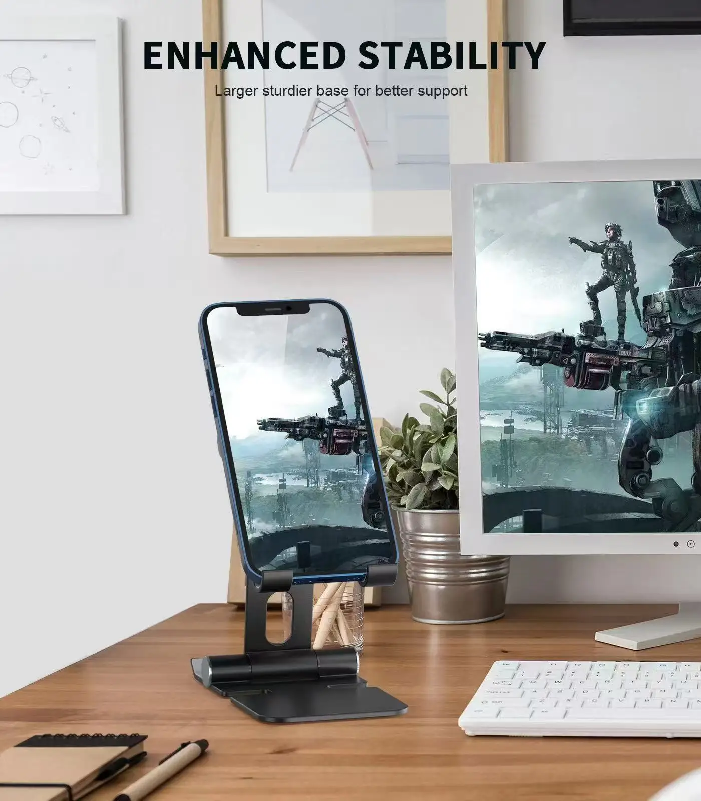 Phone Holder Stand for iPhone 16 15 Pro Mx  Xiaomi mi 9 Metal Phone Holder Foldable Mobile Phone Stand Desk For iPhone Samsung