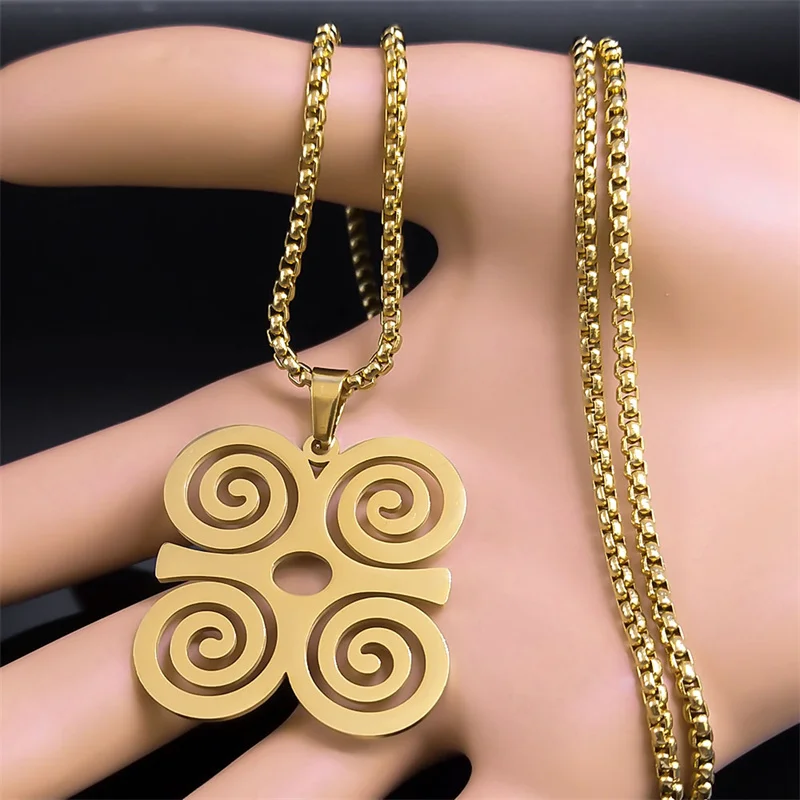 Gioielli con simboli Adinkra Collana con ciondolo in oro
