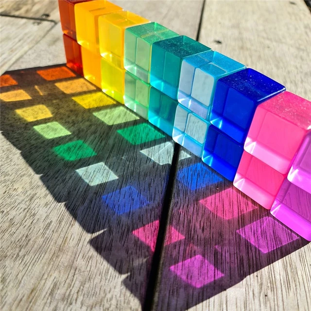 Acrylic Cubes Blocks Gem Blocks Kids Learning Color Light & Shadow Transmission Stacking Toys Baby Montessori Educational Toys 5