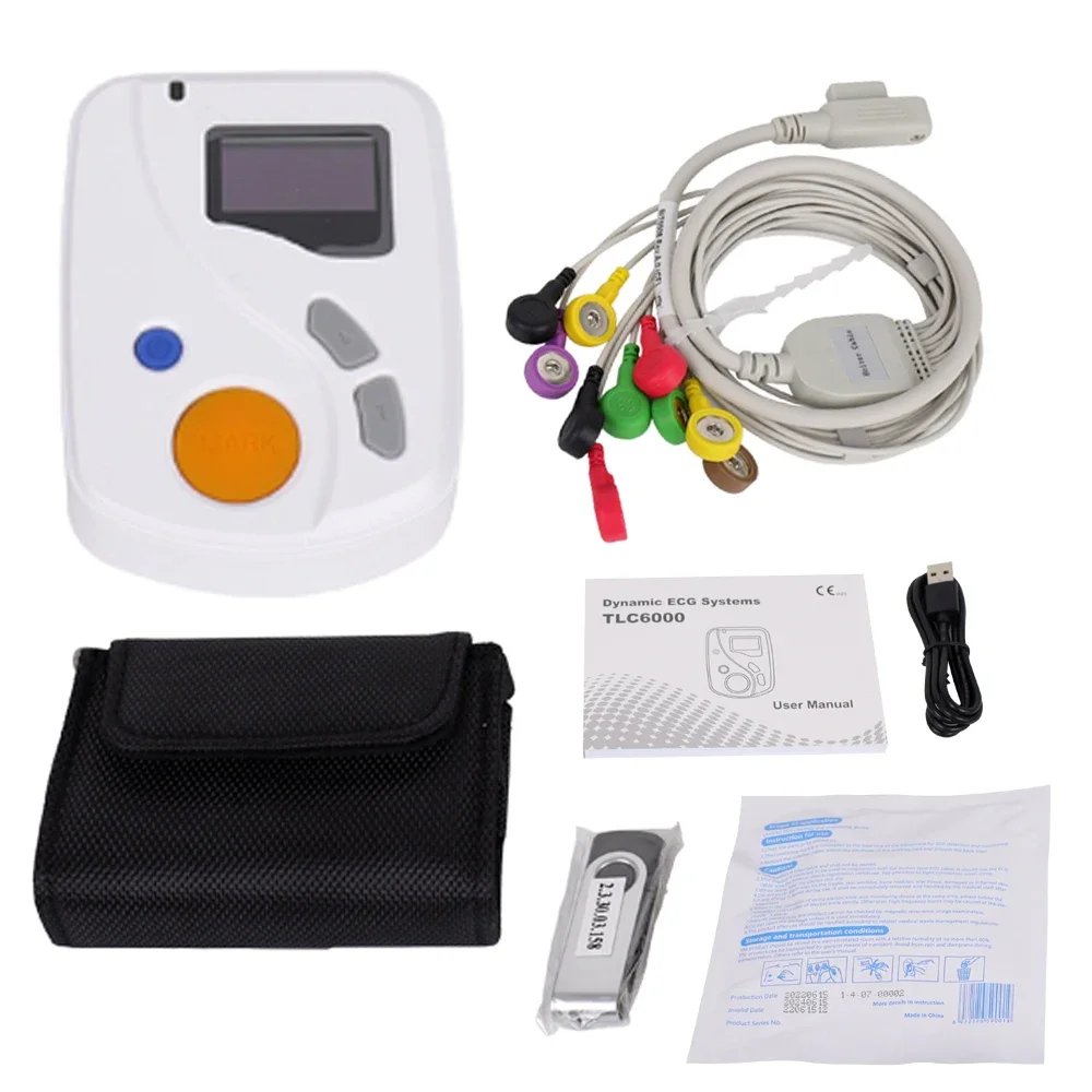Contec TLC6000 Dynamic Holter ECG 12-lead 48 Hours Analyzer Recorder System, Usb Pc Sw