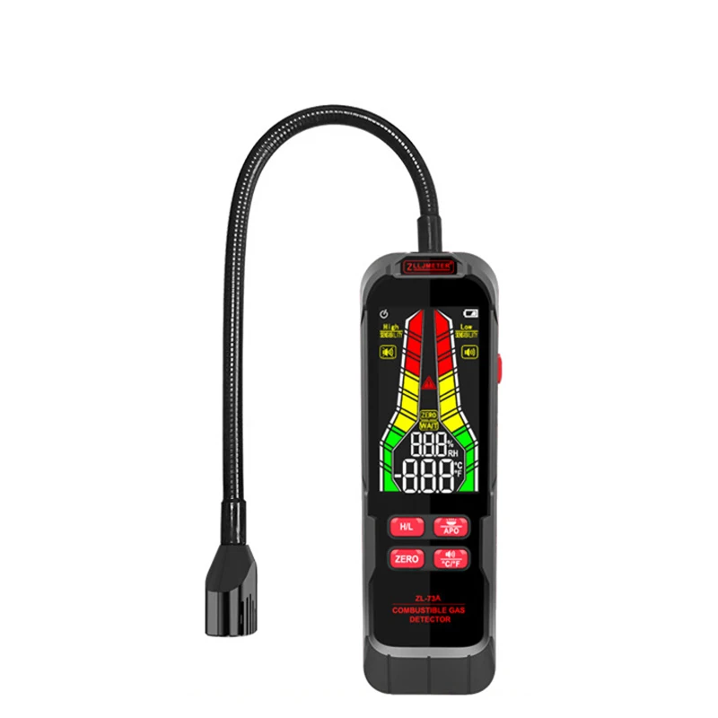 

Natural Gases Leakage Tester Handheld Combustible Gases Leak Detector Concentration Analyzer with Temperature Test and Alarm